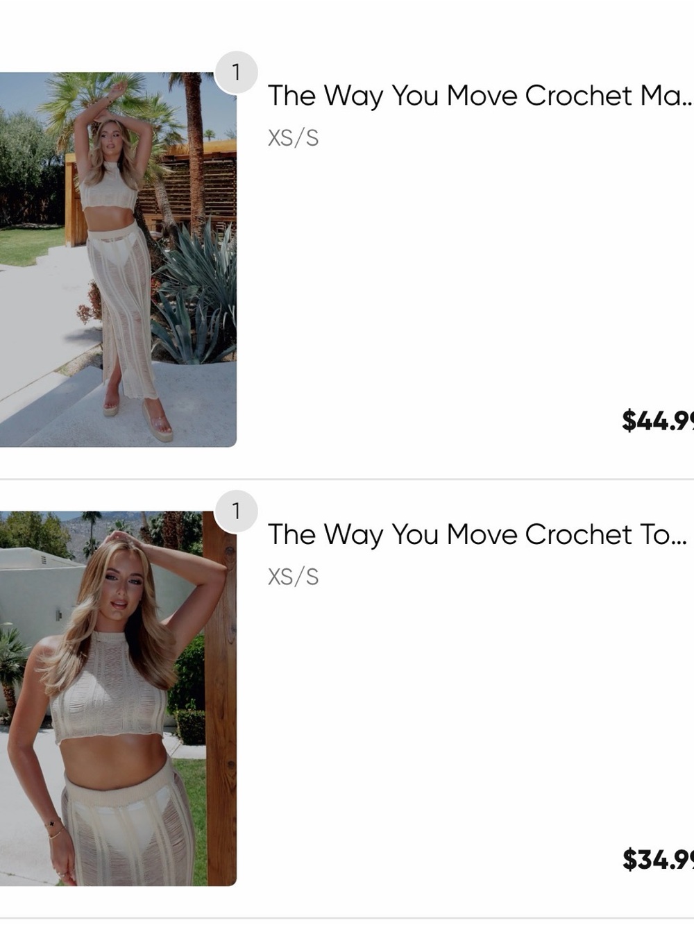 White Fox Boutique Crochet Maxi Skirt & Crop Top Set - Cream